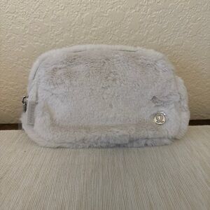 Lululemon Athletica Soft White Fur Cosmetic Bag